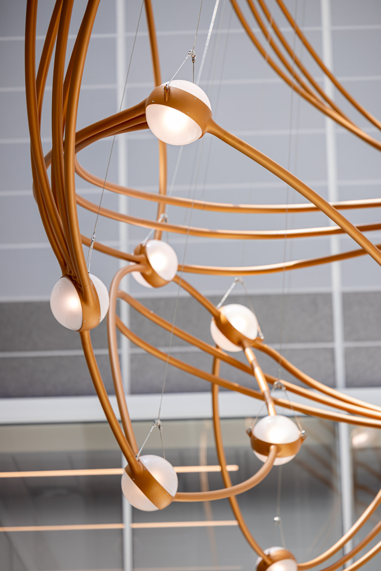 Constellation geometry of copper tubes and illuminated stars from below